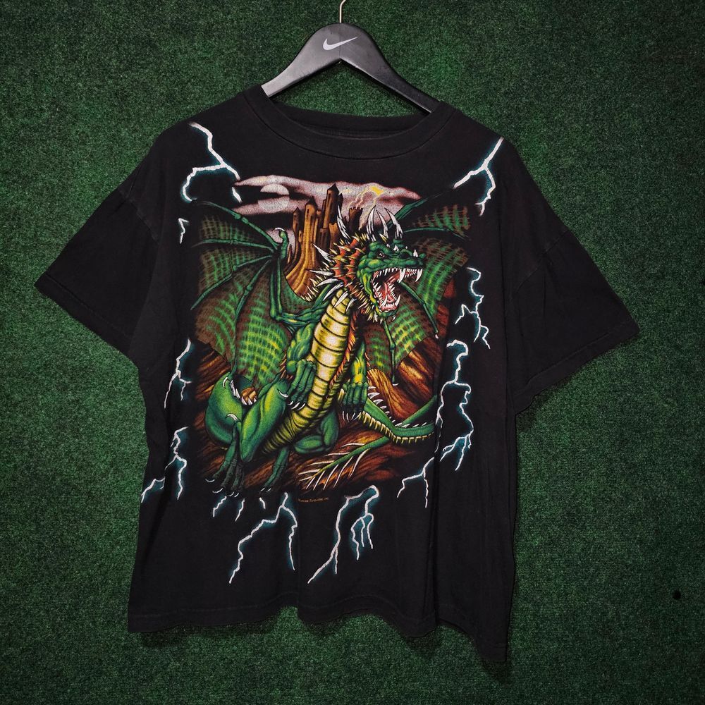 American Thunder Dragon aop Lightning Graphic T-Shirt  Streetwear